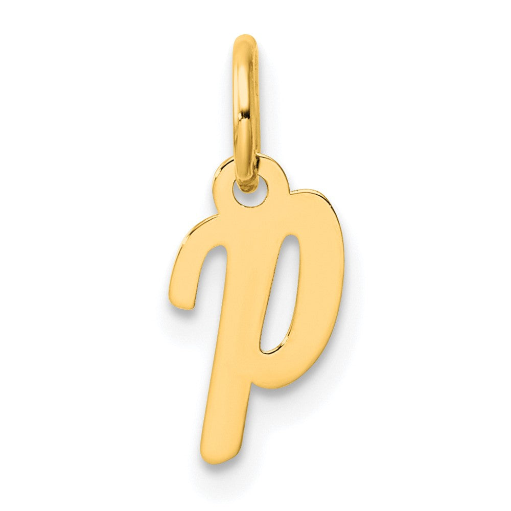 14K Gelbgold Klein Schreibschrift Buchstabe P Initiale Charm