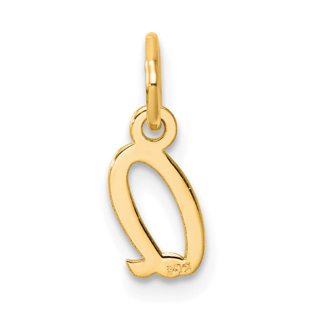 14K Gelbgold Klein Schreibschrift Buchstabe Q Initiale Charm