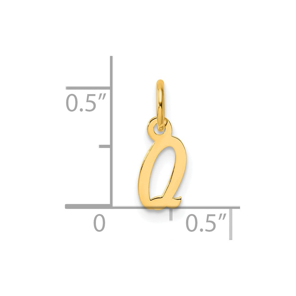 14K Gelbgold Klein Schreibschrift Buchstabe Q Initiale Charm