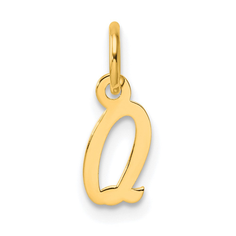 14K Gelbgold Klein Schreibschrift Buchstabe Q Initiale Charm