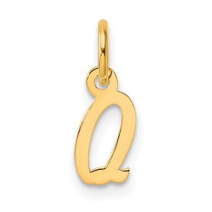 14K Gelbgold Klein Schreibschrift Buchstabe Q Initiale Charm