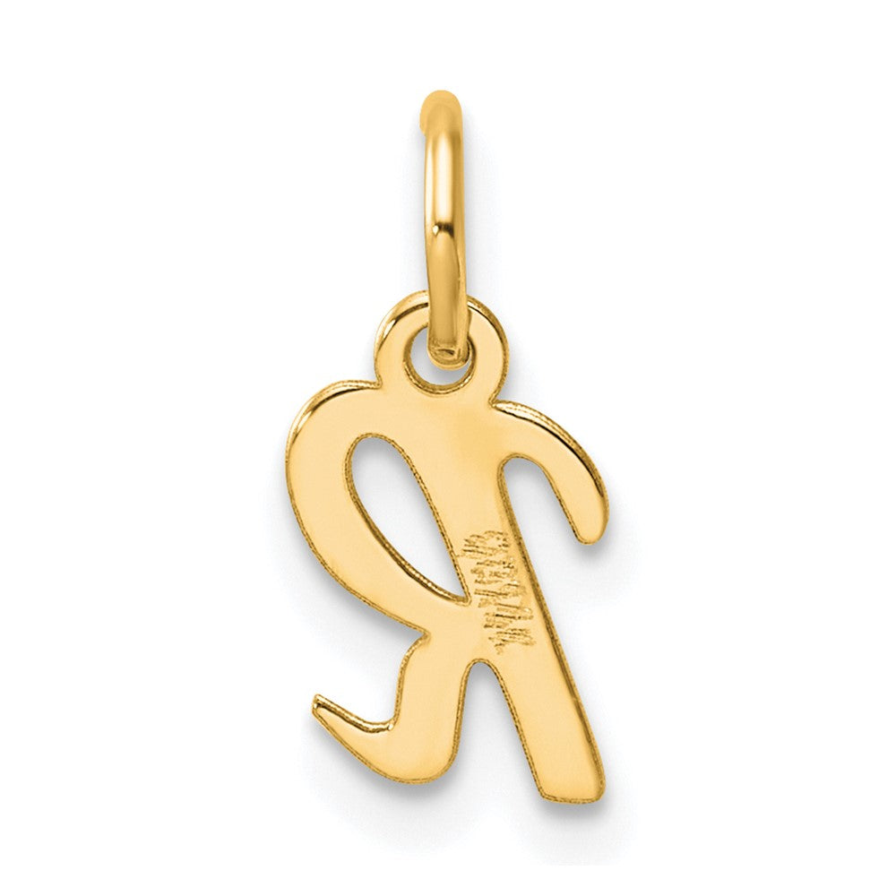 14K Gelbgold Klein Schreibschrift Buchstabe R Initiale Charm