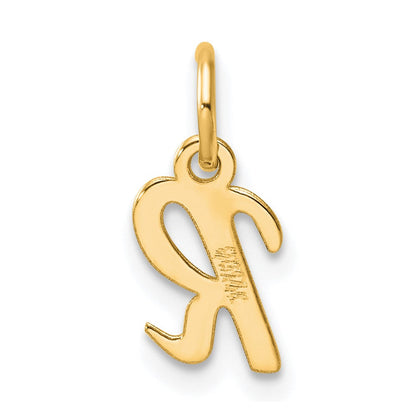 14K Gelbgold Klein Schreibschrift Buchstabe R Initiale Charm