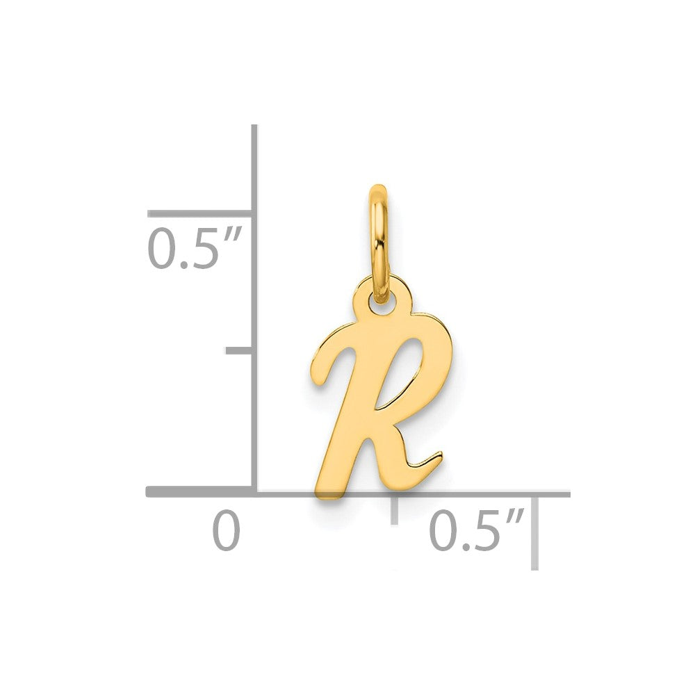 14K Gelbgold Klein Schreibschrift Buchstabe R Initiale Charm