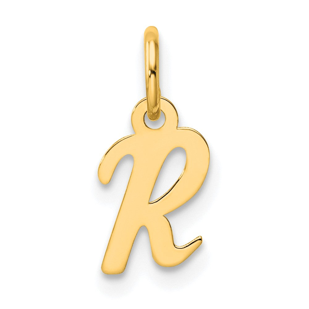 14K Gelbgold Klein Schreibschrift Buchstabe R Initiale Charm