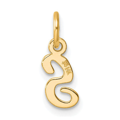 14K Gelbgold Klein Schreibschrift Buchstabe S Initiale Charm