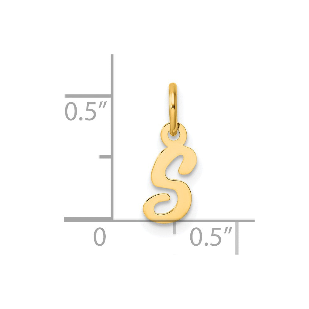 14K Gelbgold Klein Schreibschrift Buchstabe S Initiale Charm