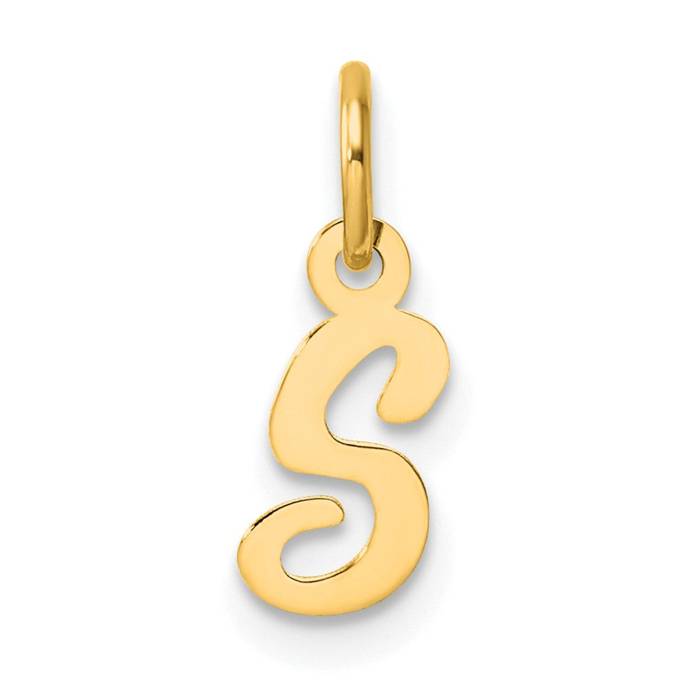 14K Gelbgold Klein Schreibschrift Buchstabe S Initiale Charm