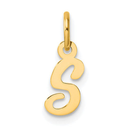 14K Gelbgold Klein Schreibschrift Buchstabe S Initiale Charm
