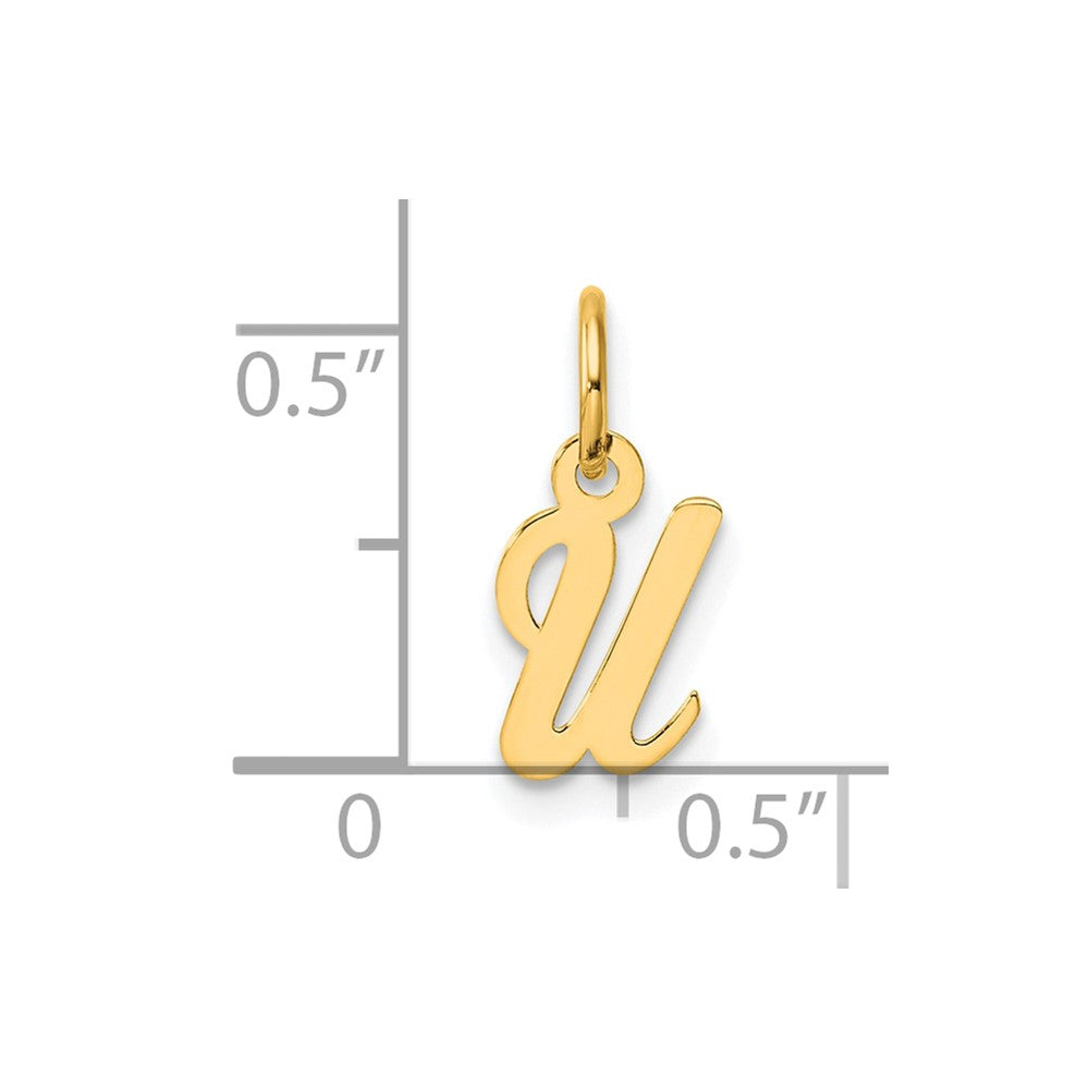 14K Gelbgold Klein Schreibschrift Buchstabe U Initiale Charm