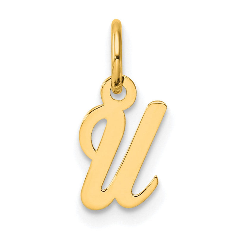 14K Gelbgold Klein Schreibschrift Buchstabe U Initiale Charm
