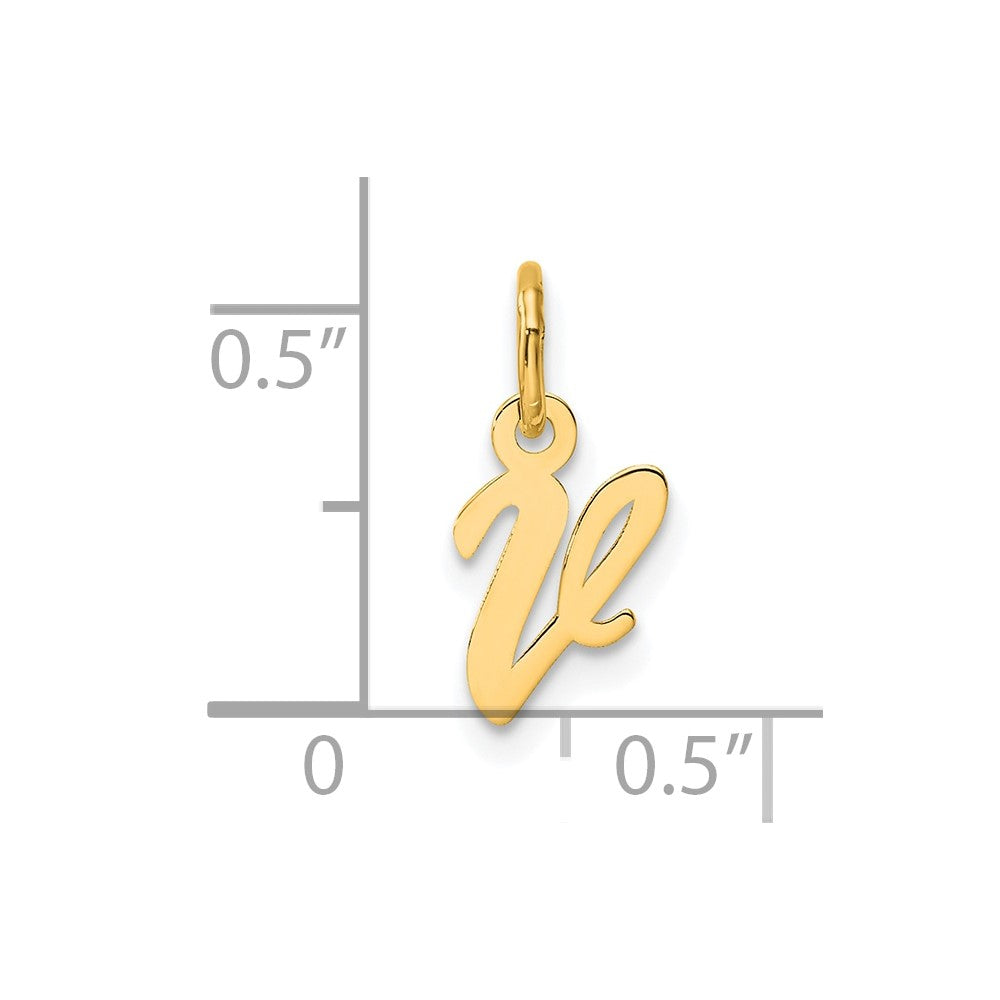 14K Gelbgold Klein Schreibschrift Buchstabe V Initiale Charm