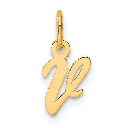 14K Gelbgold Klein Schreibschrift Buchstabe V Initiale Charm
