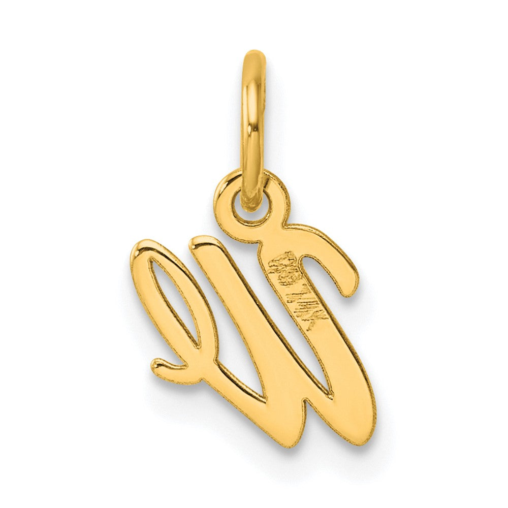 14K Gelbgold Klein Schreibschrift Buchstabe W Initiale Charm