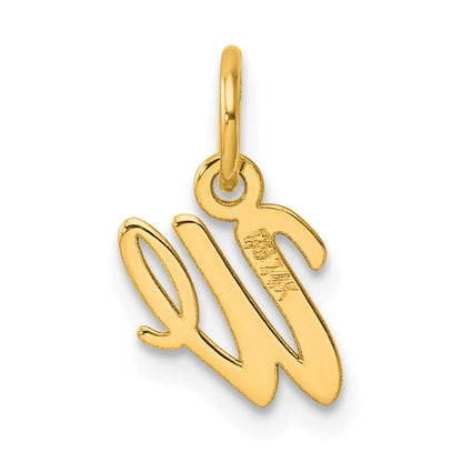 14K Gelbgold Klein Schreibschrift Buchstabe W Initiale Charm