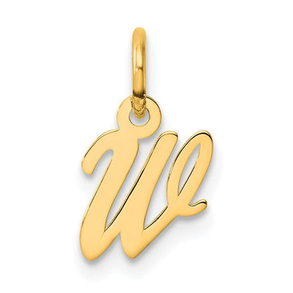 14K Gelbgold Klein Schreibschrift Buchstabe W Initiale Charm