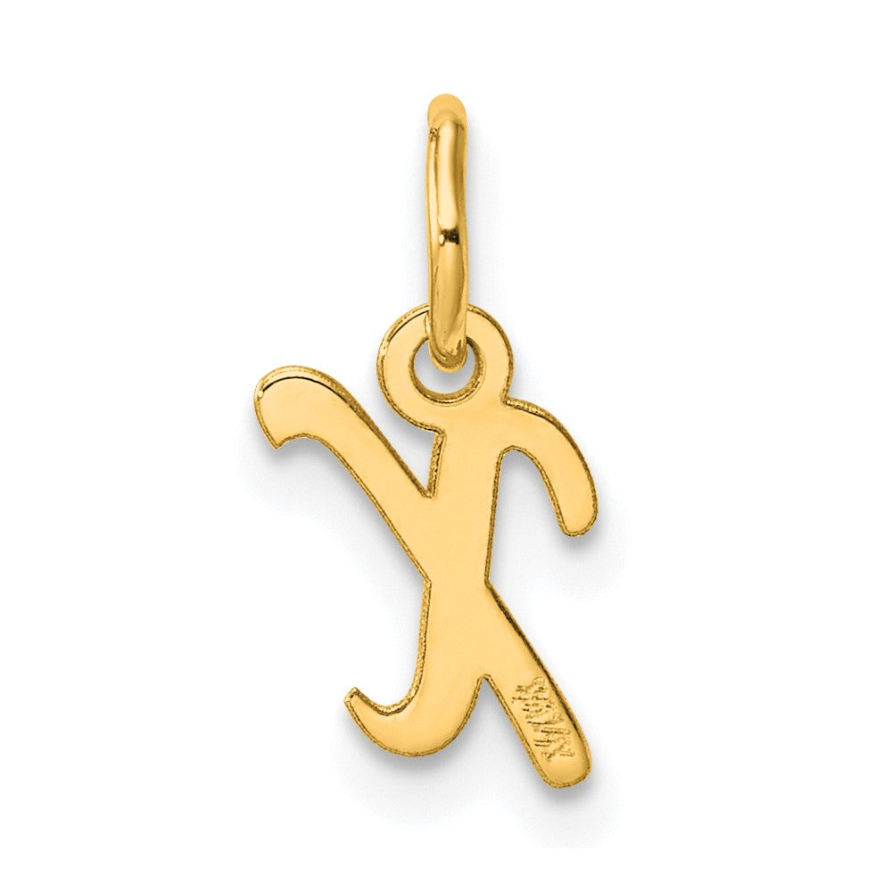 14K Gelbgold Klein Schreibschrift Buchstabe X Initiale Charm