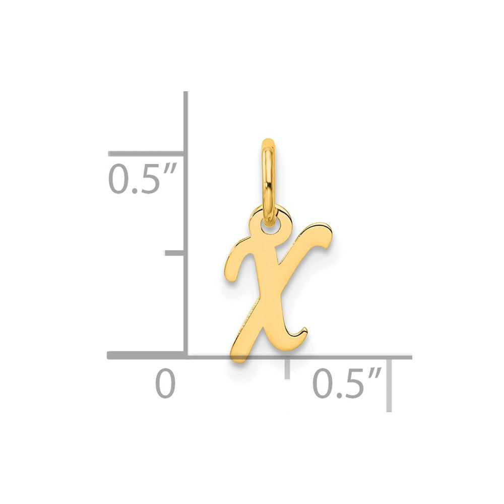14K Gelbgold Klein Schreibschrift Buchstabe X Initiale Charm