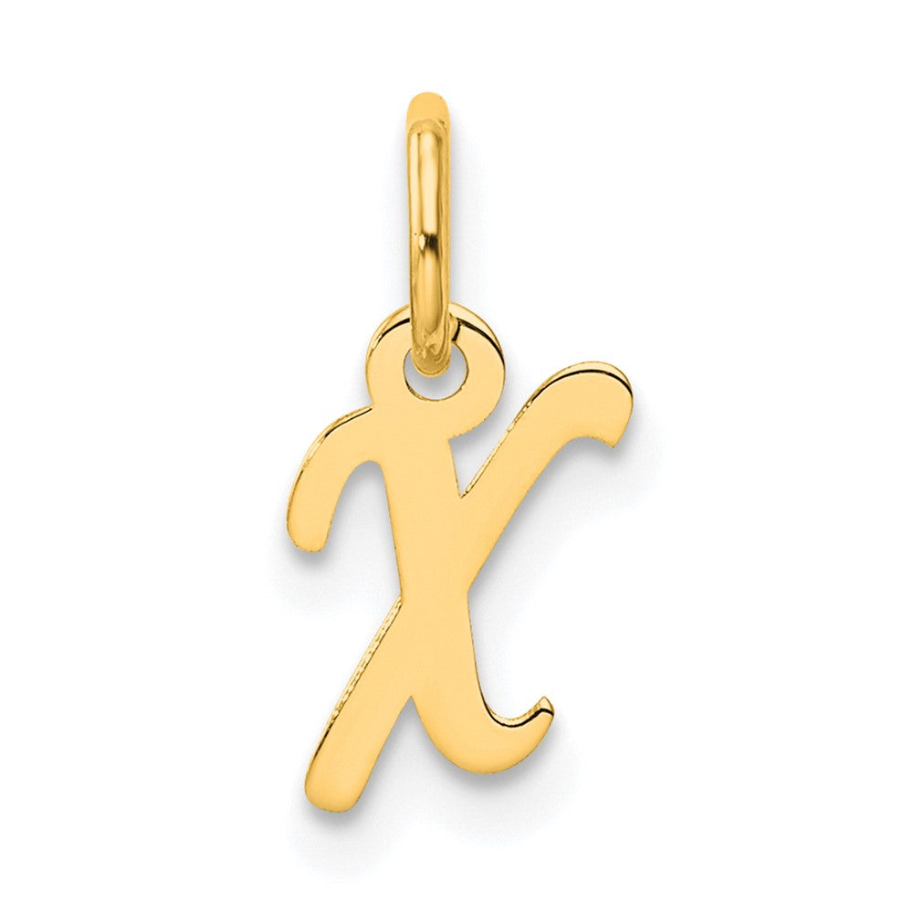 14K Gelbgold Klein Schreibschrift Buchstabe X Initiale Charm