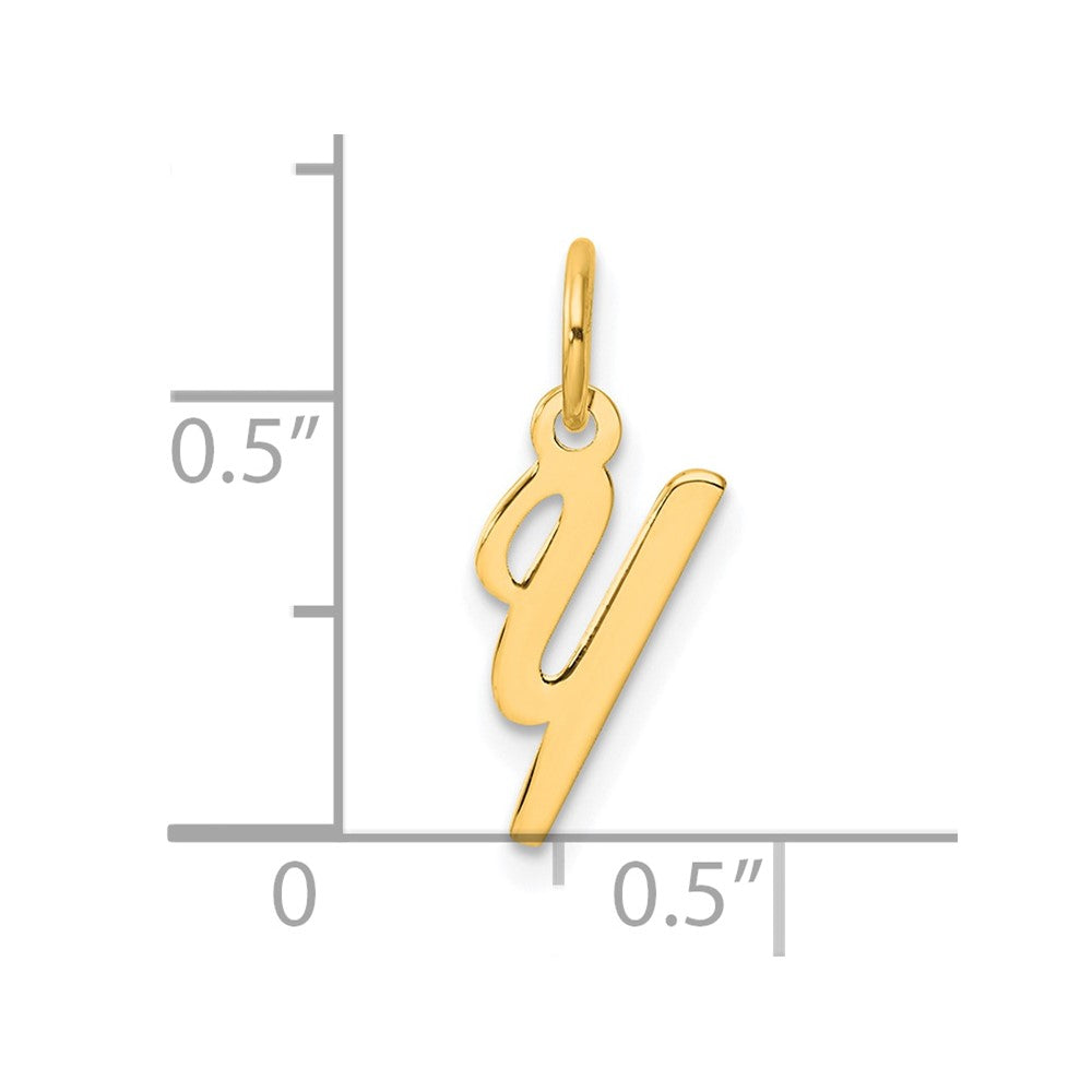 14K Gelbgold Klein Schreibschrift Buchstabe Y Initiale Charm