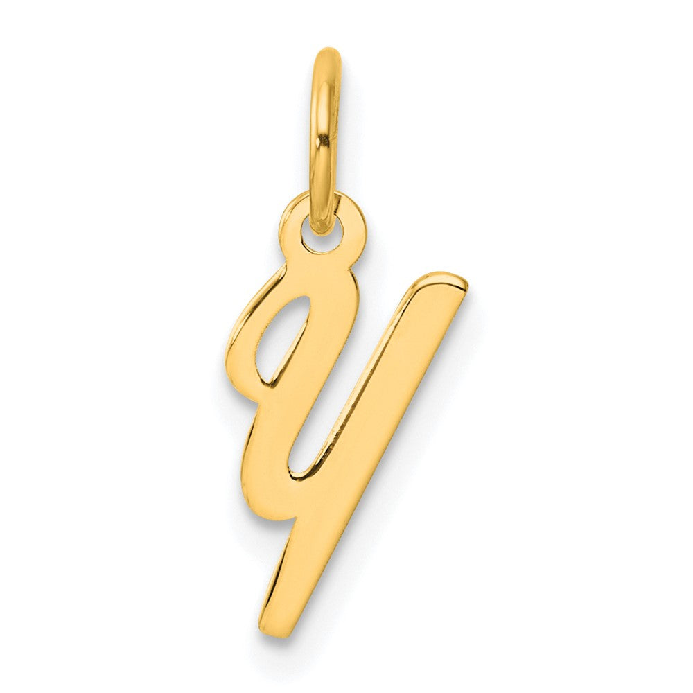 14K Gelbgold Klein Schreibschrift Buchstabe Y Initiale Charm