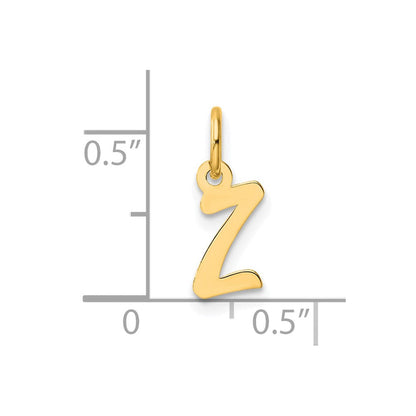 14K Gelbgold Klein Schreibschrift Buchstabe Z Initiale Charm