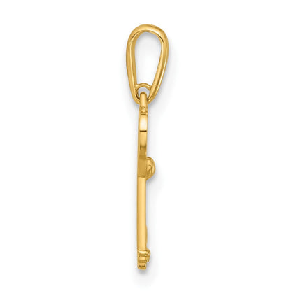 14K Gelbgold Poliert Herz Key Anhänger