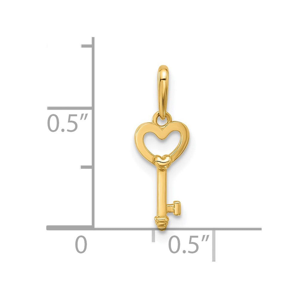 14K Gelbgold Poliert Herz Key Anhänger