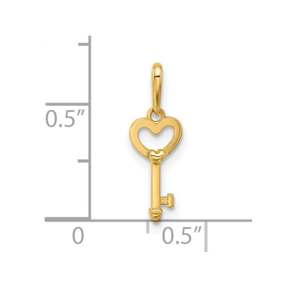 14K Gelbgold Poliert Herz Key Anhänger