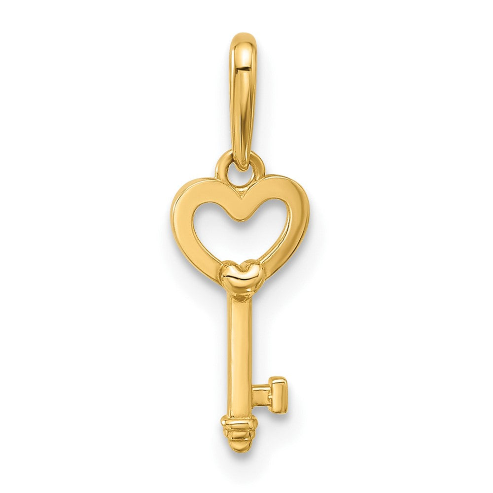 14K Gelbgold Poliert Herz Key Anhänger