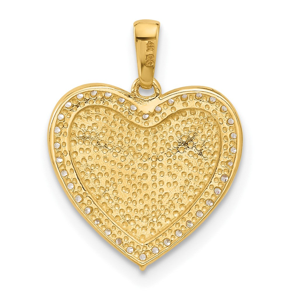 14K Gelbgold Poliert Zirkonia Herz Anhänger