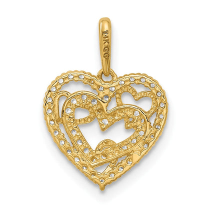 14K Gelbgold Poliert Zirkonia Herz Anhänger
