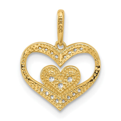 14K Gelbgold Poliert Zirkonia Herz Anhänger