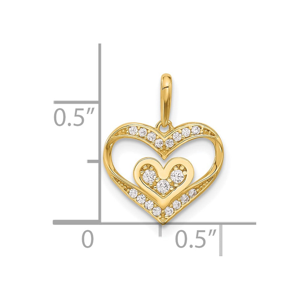 14K Gelbgold Poliert Zirkonia Herz Anhänger