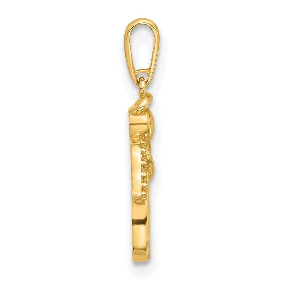 14K Gelbgold Poliert Zirkonia Engel Anhänger