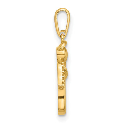14K Gelbgold Poliert Zirkonia Engel Anhänger