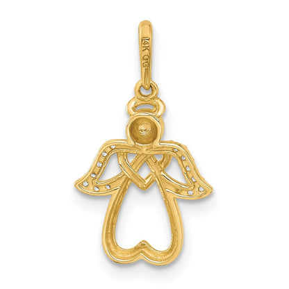 14K Gelbgold Poliert Zirkonia Engel Anhänger