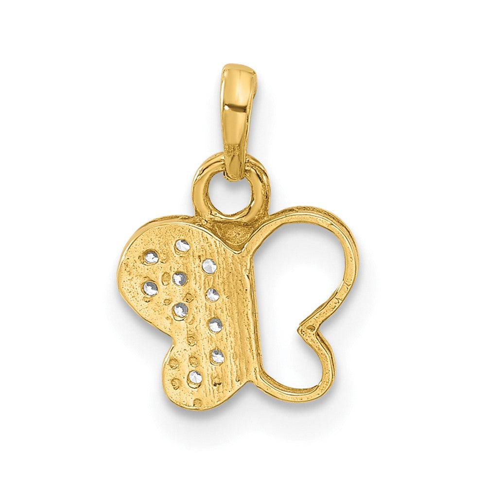 14K Gelbgold Poliert Zirkonia Schmetterling Anhänger