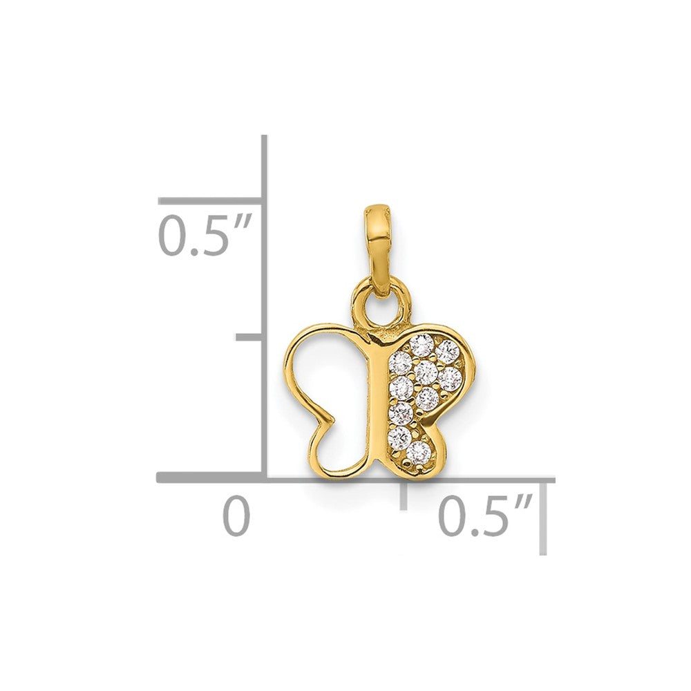 14K Gelbgold Poliert Zirkonia Schmetterling Anhänger
