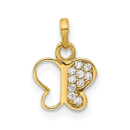 14K Gelbgold Poliert Zirkonia Schmetterling Anhänger