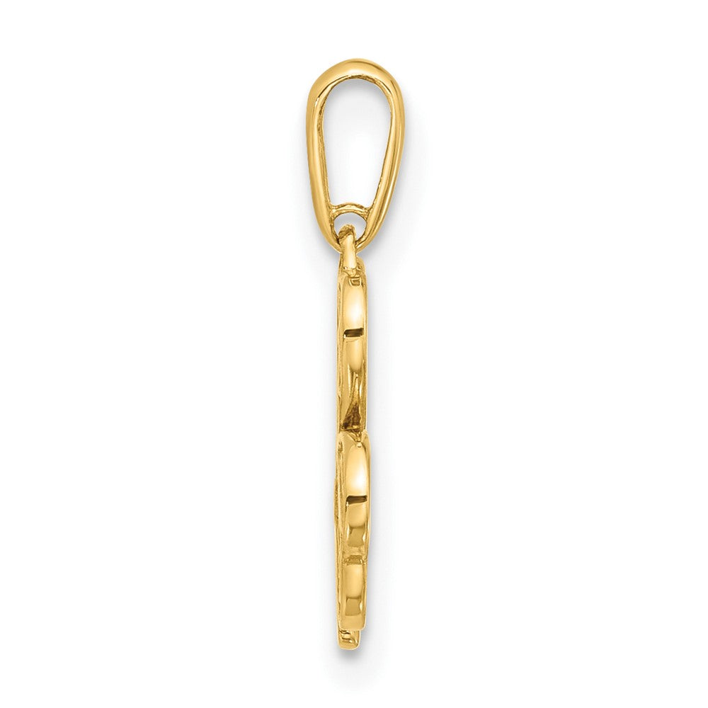 14K Gelbgold Poliert Drei Blatt Klee Anhänger