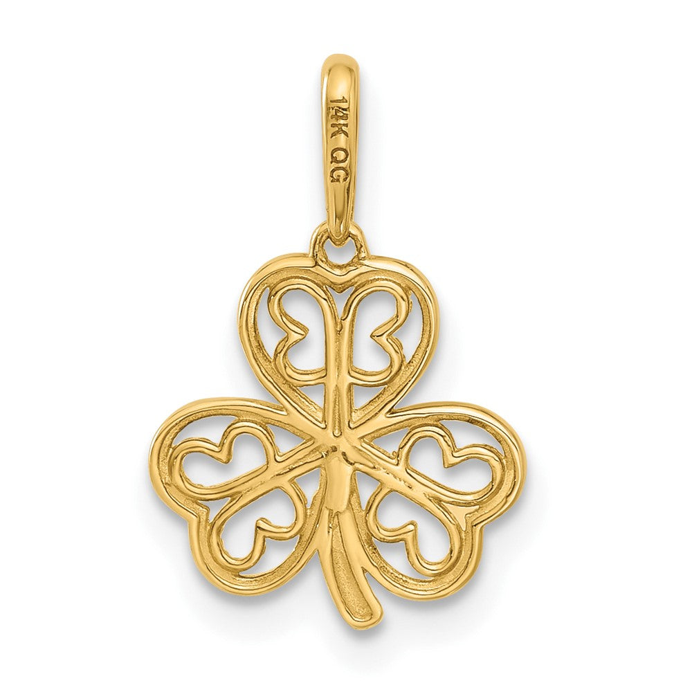 14K Gelbgold Poliert Drei Blatt Klee Anhänger