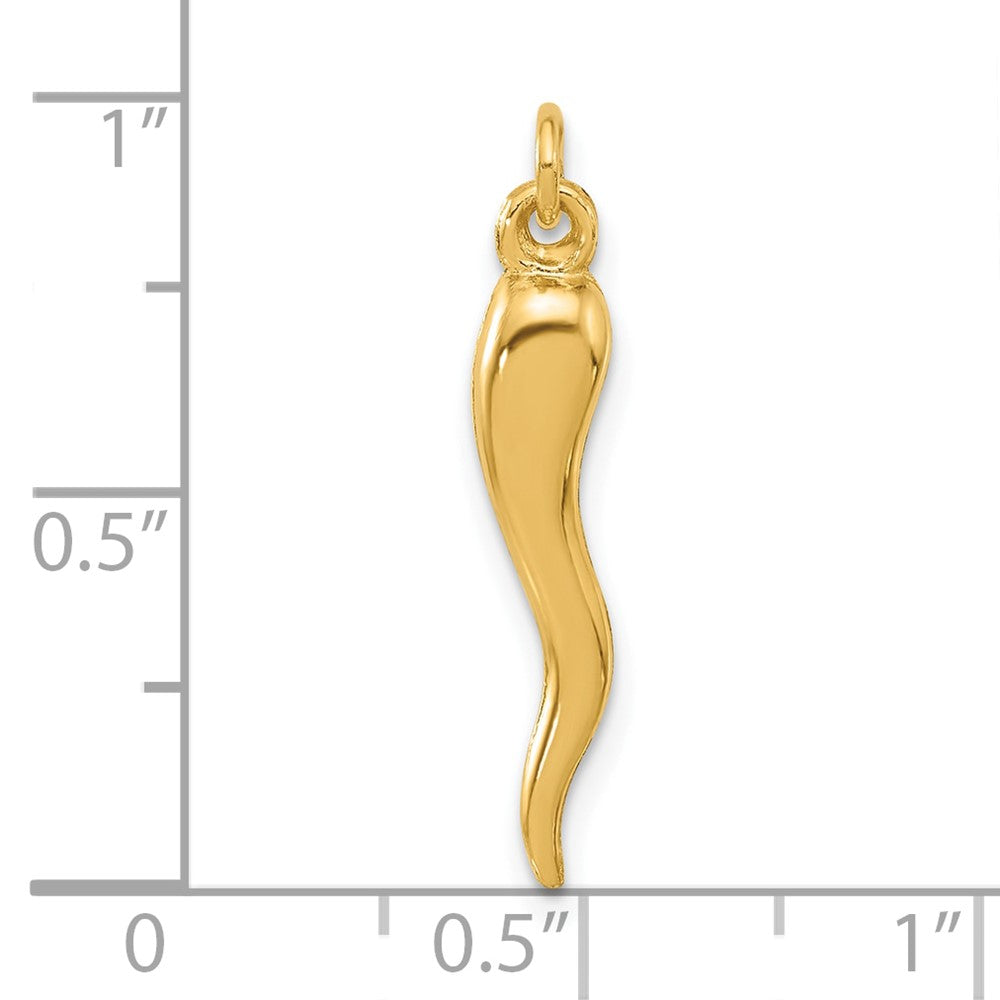 14K Gelbgold Poliert Hohl Italienisch Horn Anhänger