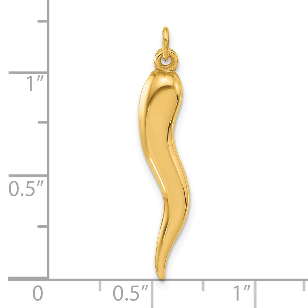 14K Gelbgold Poliert Hohl Italienisch Horn Anhänger