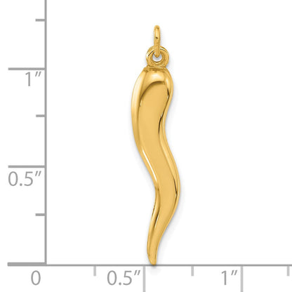 14K Gelbgold Poliert Hohl Italienisch Horn Anhänger