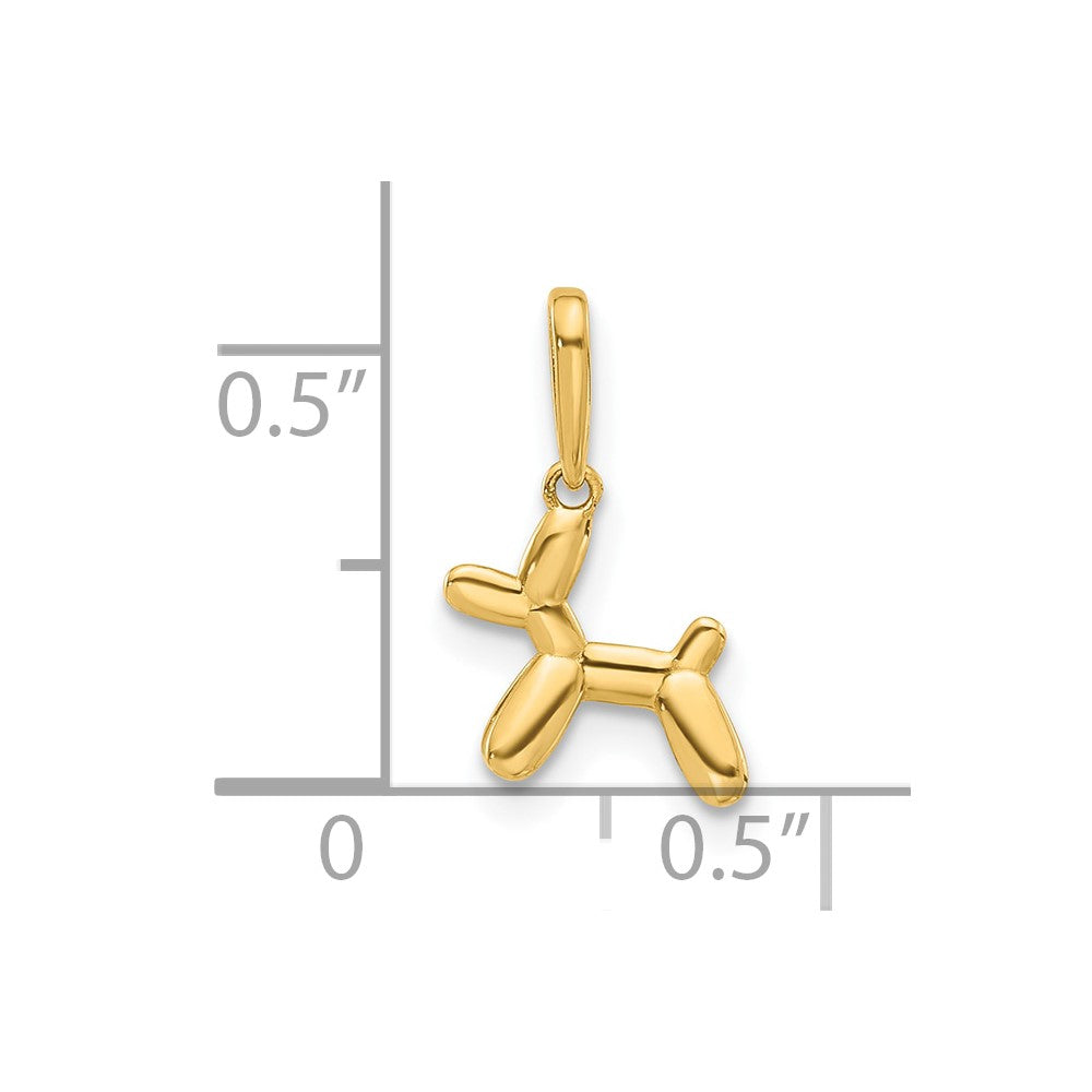 14K Gelbgold Poliert 3d Balloon Puppy Anhänger Charm