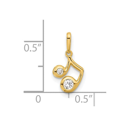 14K Gelbgold Poliert Zirkonia Musik Note Anhänger