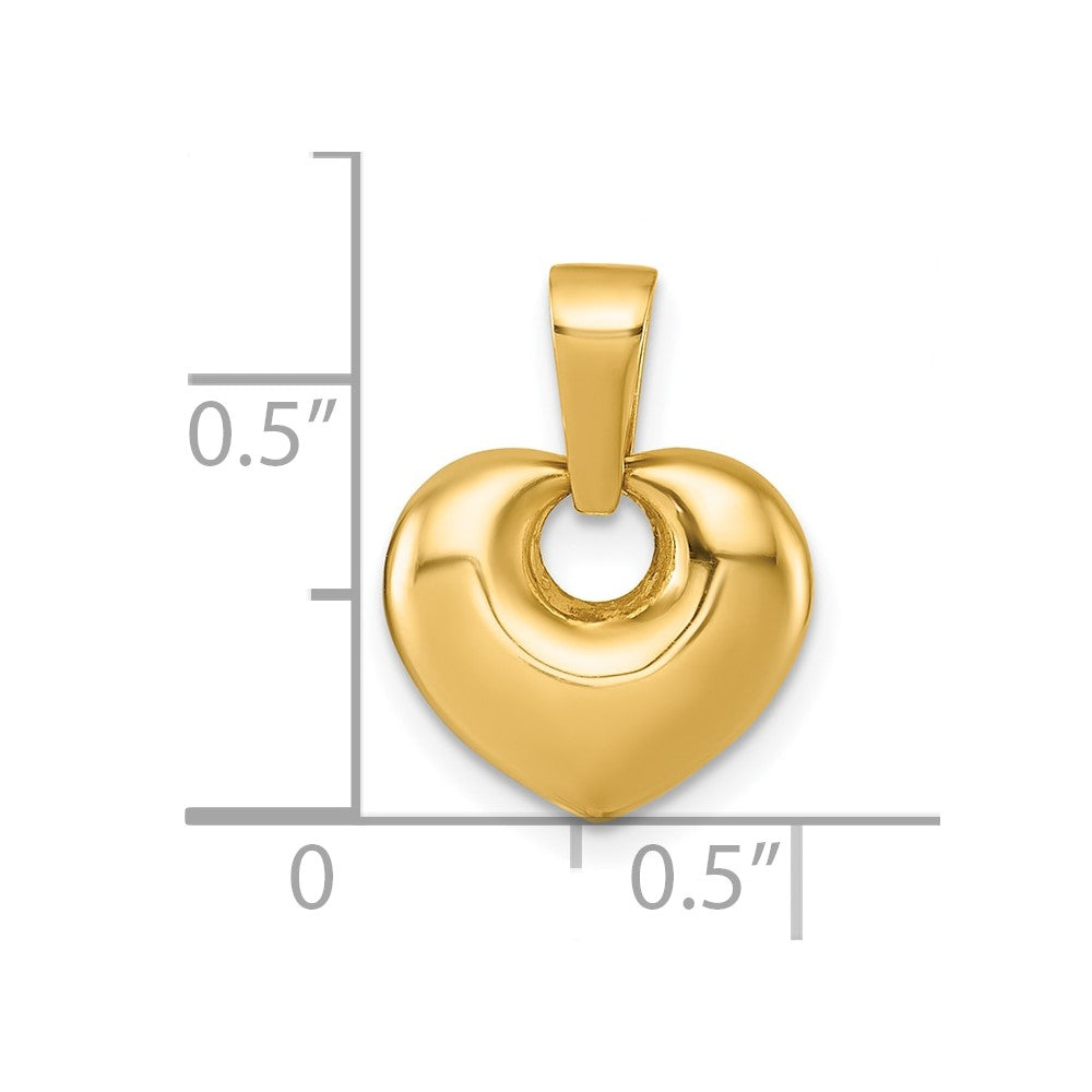 14K Gelbgold Poliert Gewölbt Herz Anhänger