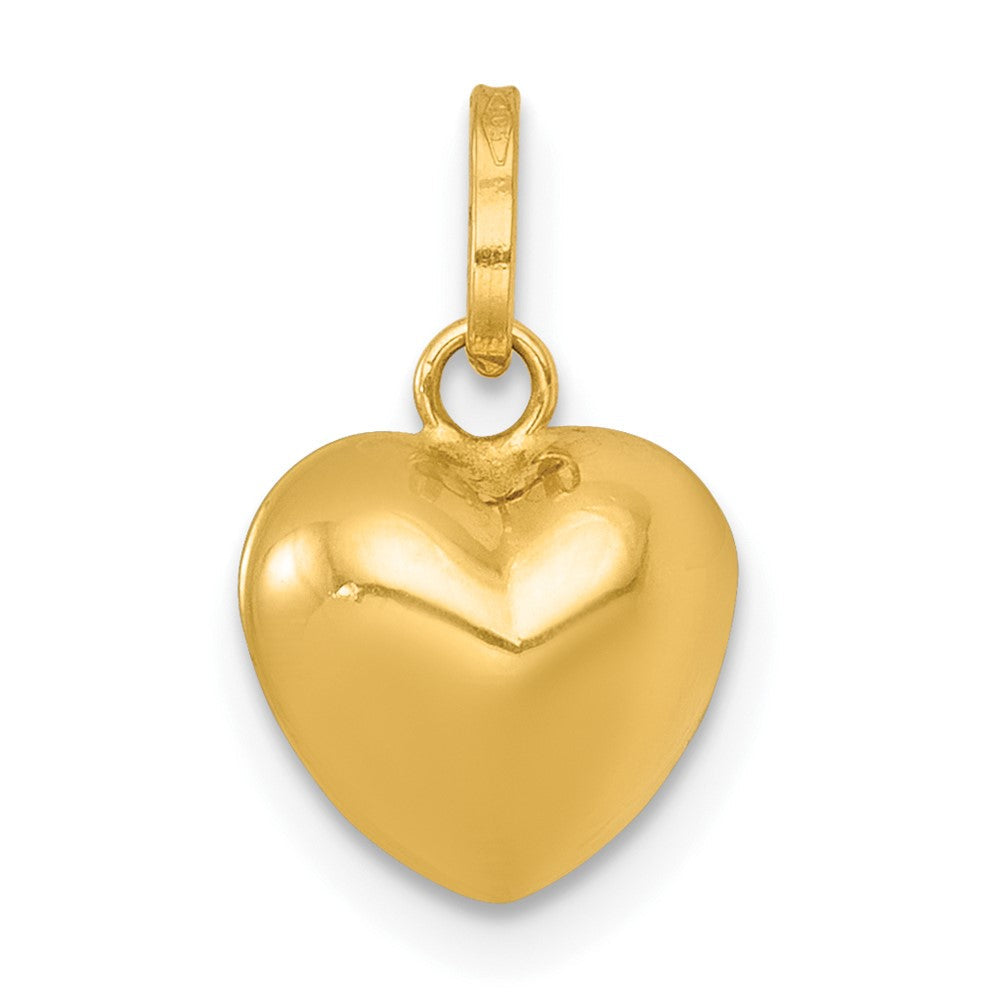 14K Gelbgold Poliert 3d Herz Charm Anhänger
