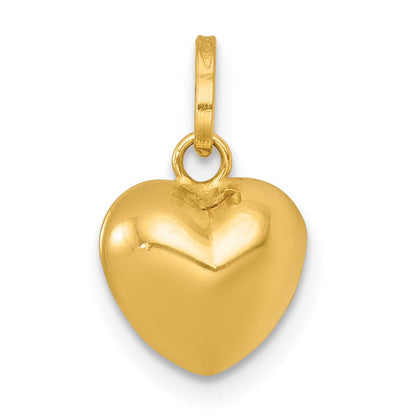 14K Gelbgold Poliert 3d Herz Charm Anhänger